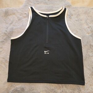 Nike Air Dri-Fit Women's 1/2 Zip Black Running Tank Top Medium